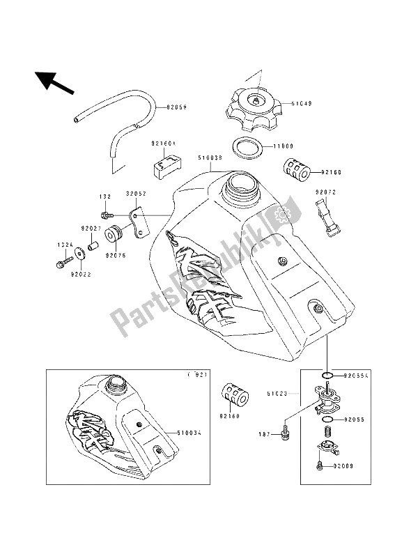 Tutte le parti per il Serbatoio Di Carburante del Kawasaki KX 80 SW LW 1993