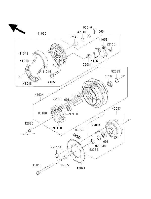 All parts for the Rear Hub of the Kawasaki EN 500 2002