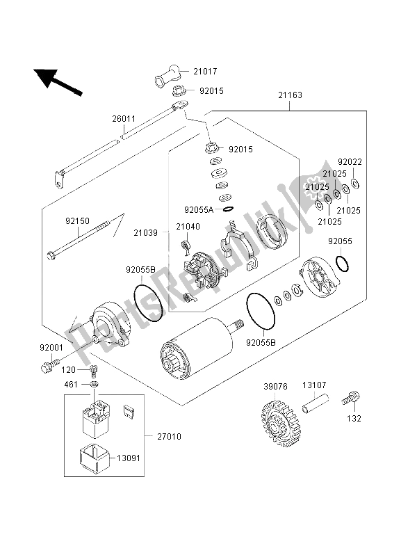 Tutte le parti per il Motorino Di Avviamento del Kawasaki ZRX 1100 1998