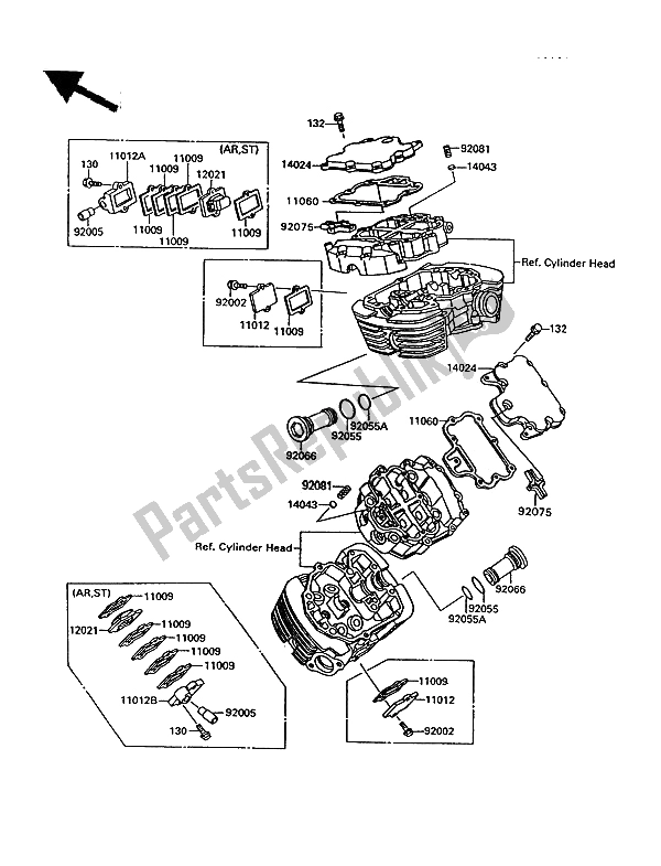 Todas las partes para Cubierta De Tapa De Cilindro de Kawasaki VN 15 1500 1994