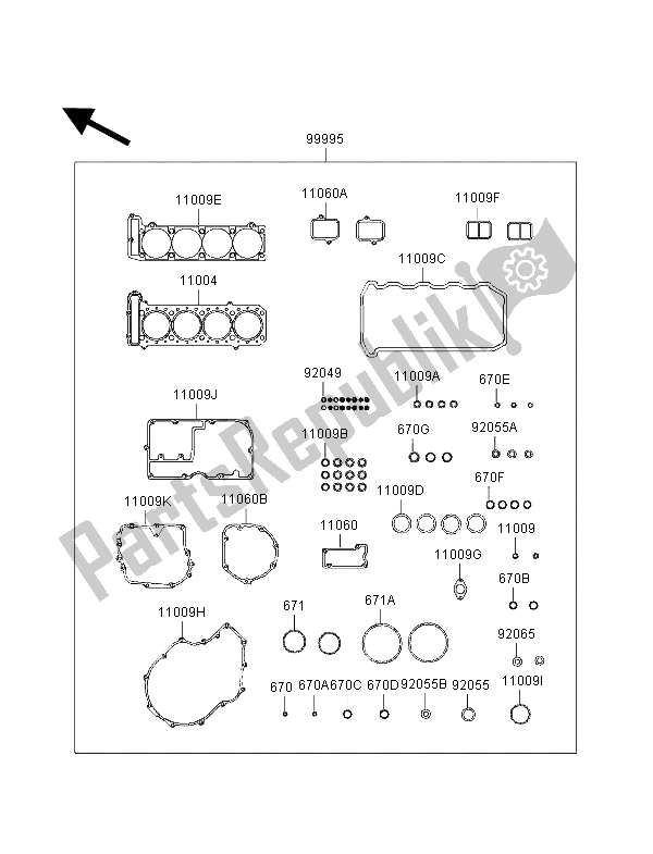 All parts for the Gasket Kit of the Kawasaki ZZ R 1100 1998