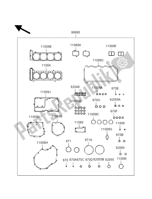 Tutte le parti per il Kit Di Guarnizioni del Kawasaki ZZ R 1100 1998