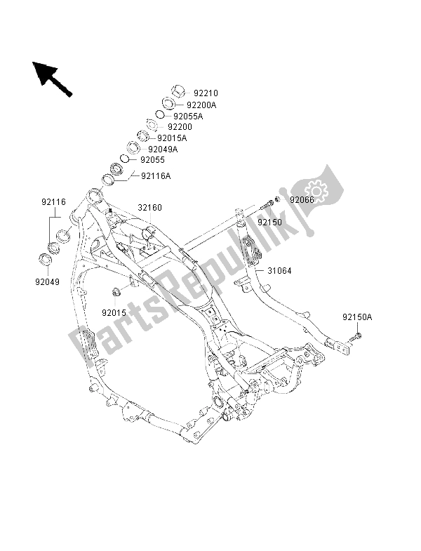 All parts for the Frame of the Kawasaki VN 1500 Drifter 2001