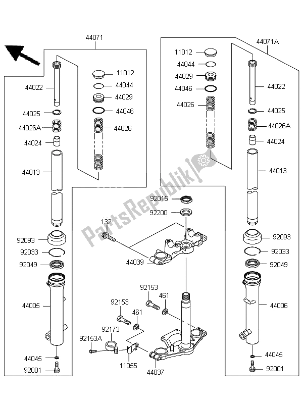 All parts for the Front Fork of the Kawasaki KLX 110 2013