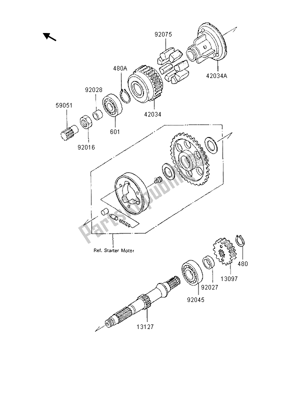 Tutte le parti per il Albero Secondario del Kawasaki GPX 600R 1995