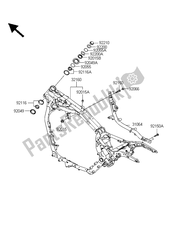 Toutes les pièces pour le Cadre du Kawasaki VN 1600 Classic 2003