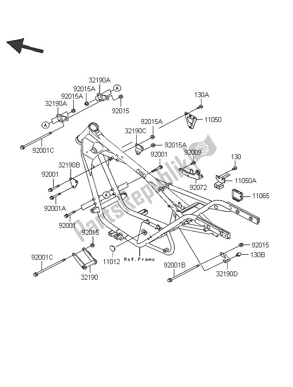 All parts for the Frame Fittings of the Kawasaki Eliminator 125 2005