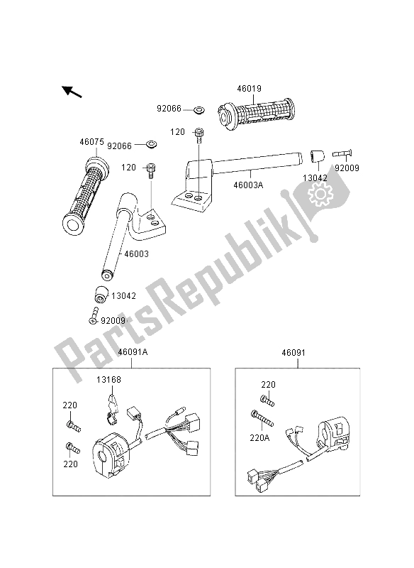 All parts for the Handle Bar of the Kawasaki GPZ 1100 1995