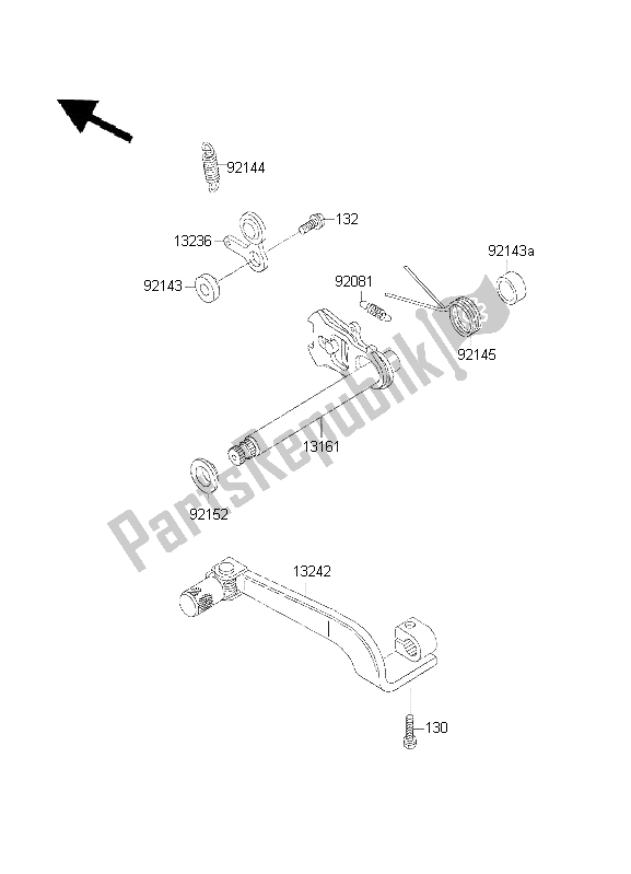 All parts for the Gear Change Mechanism of the Kawasaki KDX 200 2001