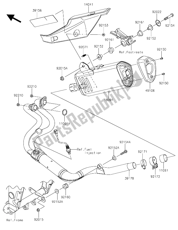 Todas las partes para Silenciador (s) de Kawasaki Z 300 2015