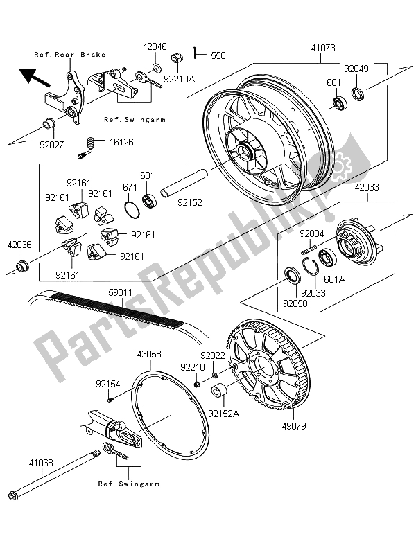 Tutte le parti per il Mozzo Posteriore del Kawasaki VN 1700 Voyager Custom ABS 2012
