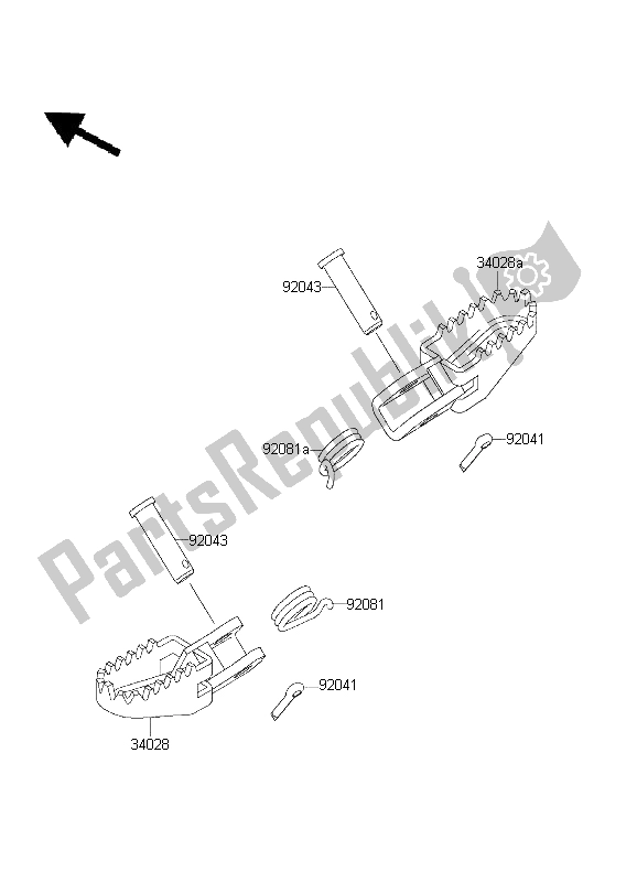 All parts for the Footrests of the Kawasaki KX 60 2003