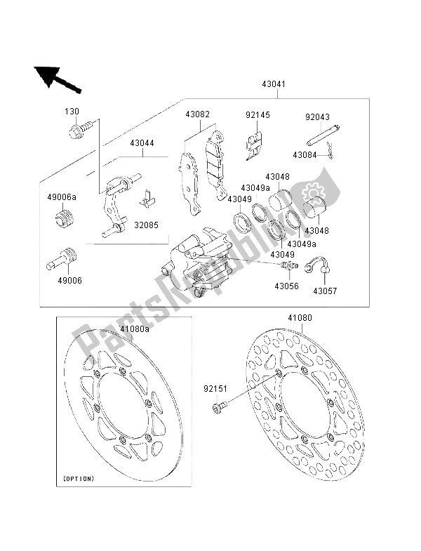 All parts for the Front Brake of the Kawasaki KX 85 LW 2001