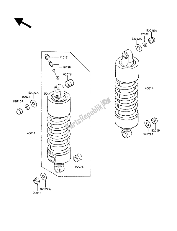 All parts for the Suspension & Shock Absorber of the Kawasaki ZL 1000 1988