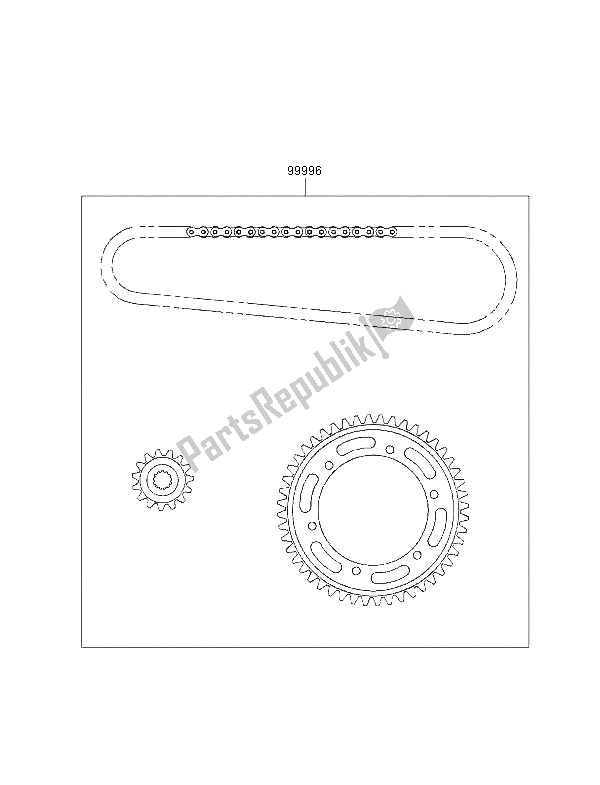 All parts for the Chain Kit of the Kawasaki GPZ 1100 1998