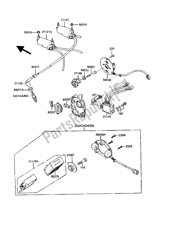 Toutes les pièces pour le Système De Mise à Feu du Kawasaki GT 550 1987