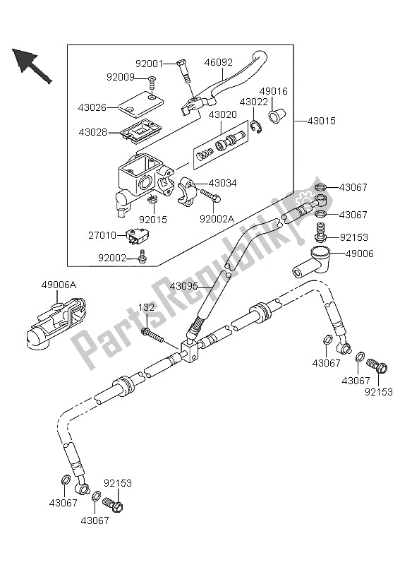 All parts for the Front Master Cylinder of the Kawasaki KVF 360 4X4 2005