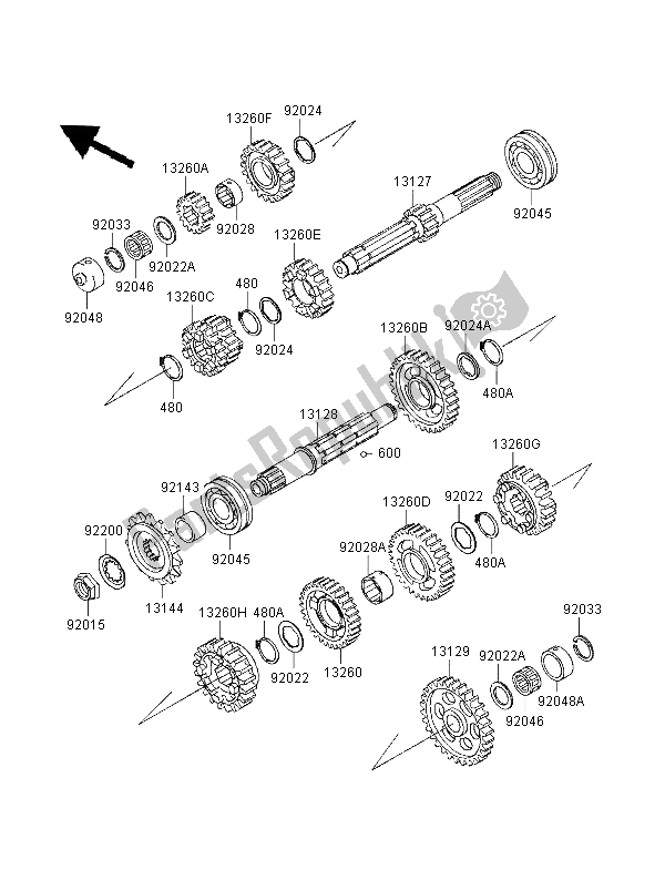 Toutes les pièces pour le Transmission du Kawasaki GPZ 1100 1998