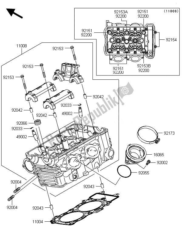 Toutes les pièces pour le Culasse du Kawasaki ER 6N 650 2014