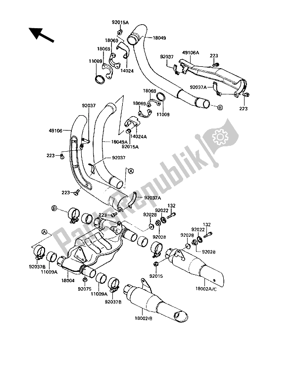 All parts for the Muffler(s) of the Kawasaki VN 750 Twin 1988