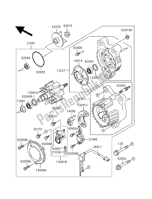 Tutte le parti per il Generatore del Kawasaki Ninja ZX 7R 750 1997