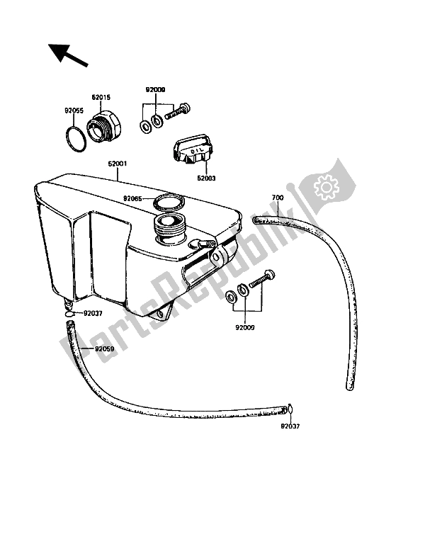 Tutte le parti per il Serbatoio Dell'olio del Kawasaki KE 100 1994