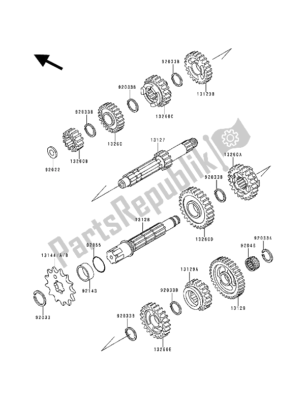 Todas las partes para Transmisión de Kawasaki KX 500 1994