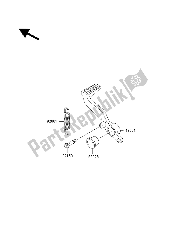 All parts for the Brake Pedal of the Kawasaki Ninja ZX 9R 900 1997