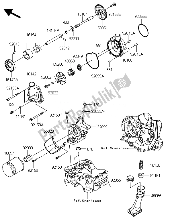 Alle onderdelen voor de Oliepomp van de Kawasaki Ninja ZX 6R ABS 600 2014