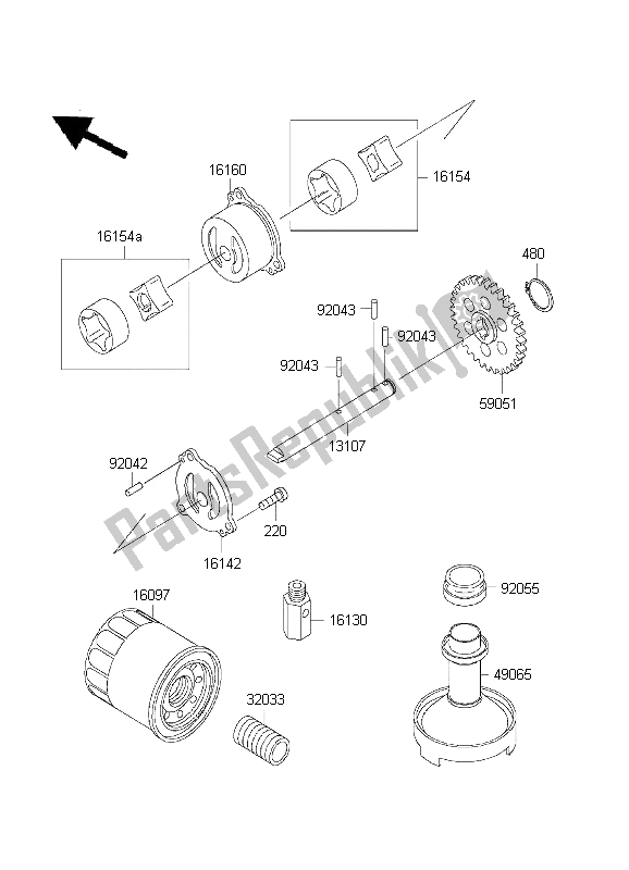 Todas as partes de Bomba De óleo do Kawasaki ZZ R 600 2001