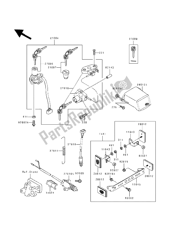 All parts for the Ignition Switch of the Kawasaki ZXR 400 1991