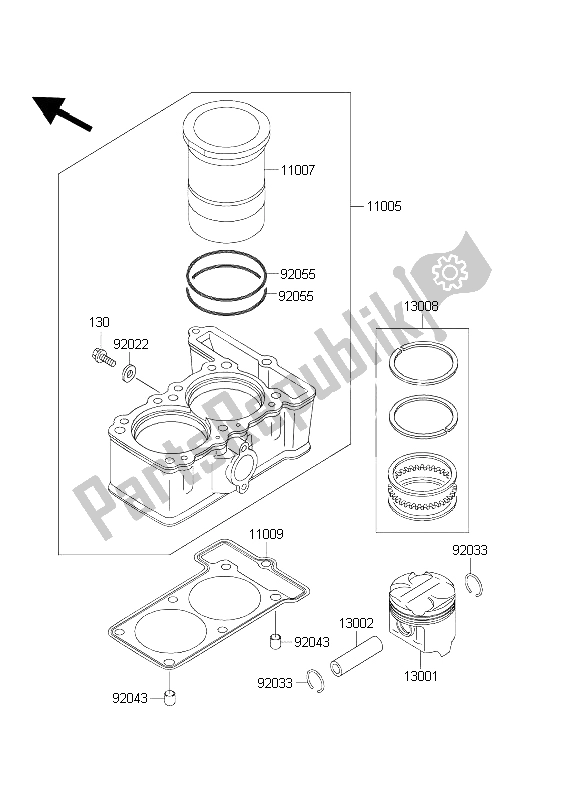 Wszystkie części do Cylinder I T? Ok (y) Kawasaki EL 252 2003