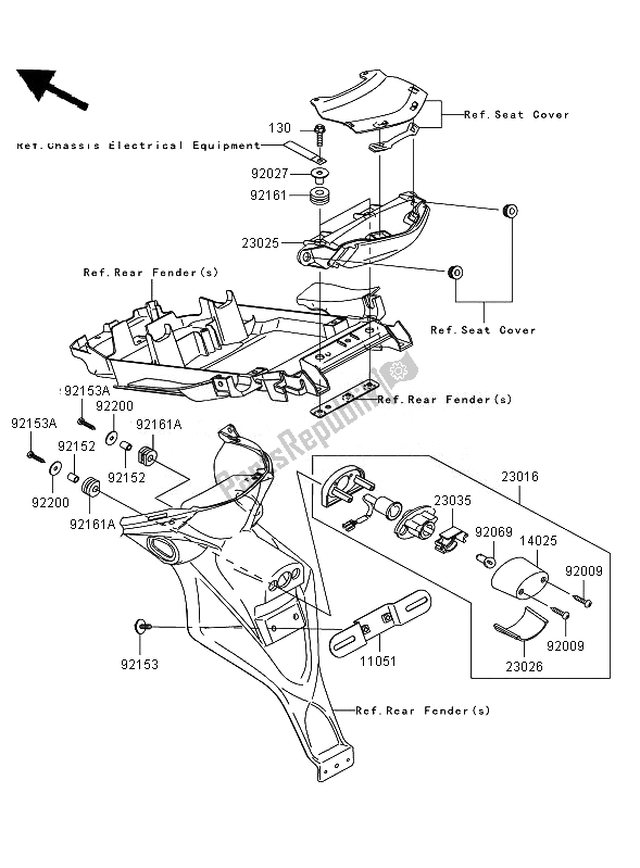 Tutte le parti per il Fanale Posteriore del Kawasaki Versys ABS 650 2007