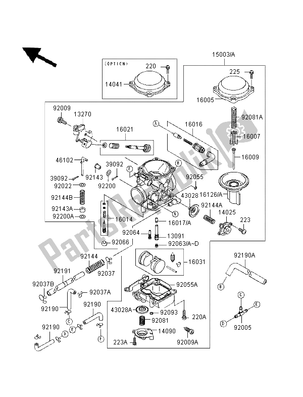 Todas las partes para Carburador de Kawasaki VN 800 1996