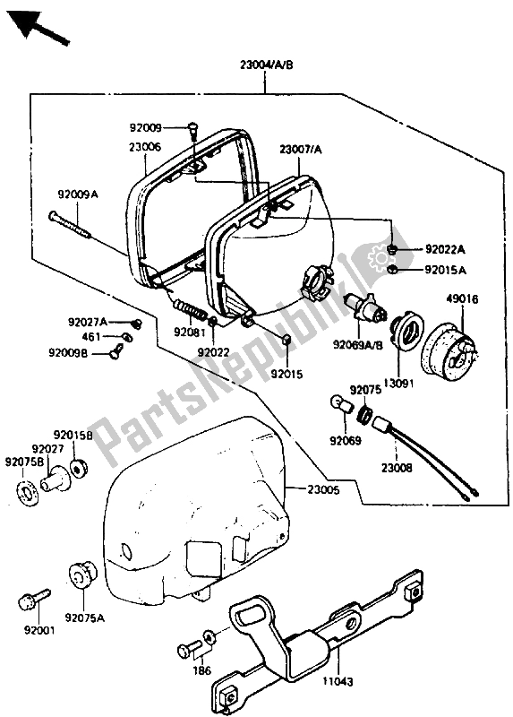 Tutte le parti per il Lampada Frontale del Kawasaki ZX 400 1987