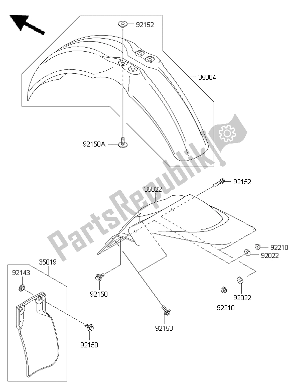 All parts for the Fenders of the Kawasaki KX 65 2015