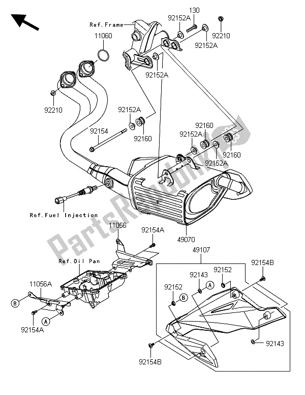 Alle onderdelen voor de Geluiddemper (s) van de Kawasaki ER 6N ABS 650 2014