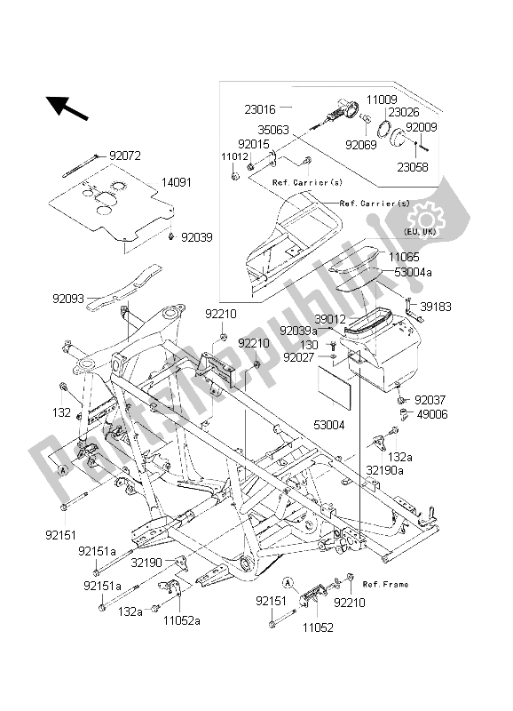 Tutte le parti per il Montaggi Della Struttura del Kawasaki KVF 650 2002