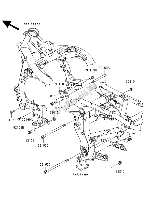 All parts for the Engine Mount of the Kawasaki ER 6N 650 2006