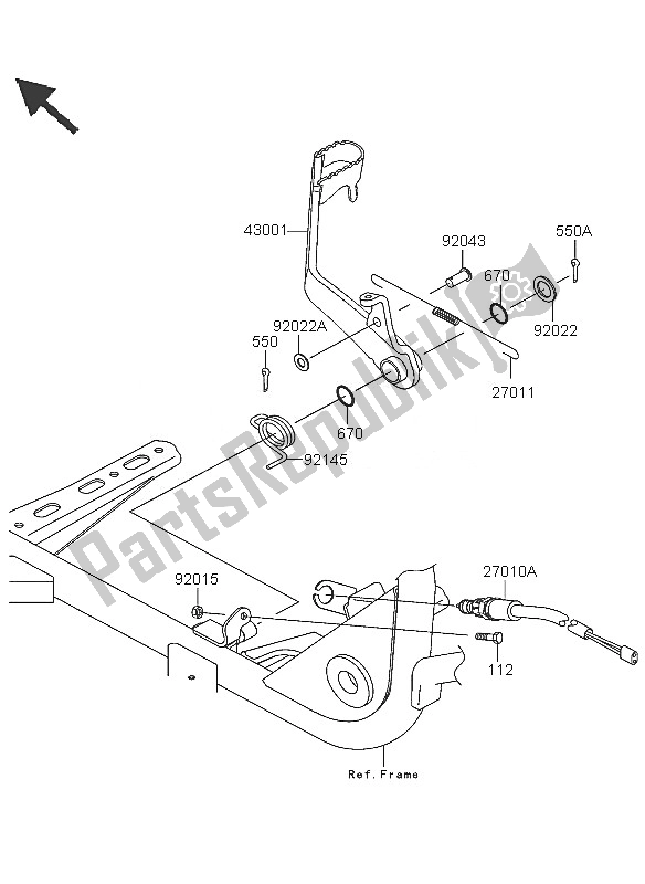 All parts for the Brake Pedal of the Kawasaki KVF 360 2005