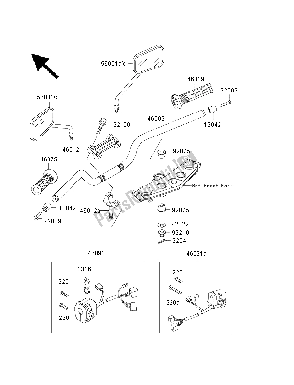 Todas las partes para Manillar de Kawasaki ZRX 1100 1999