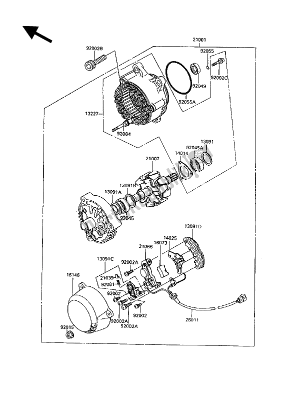 All parts for the Generator of the Kawasaki 1000 GTR 1994