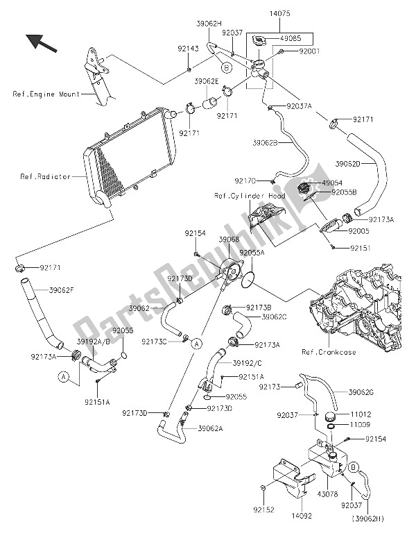 Toutes les pièces pour le Conduite D'eau du Kawasaki Z 1000 SX ABS 2016