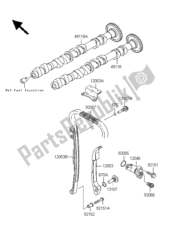 All parts for the Camshaft & Tensioner of the Kawasaki Z 1000 2003