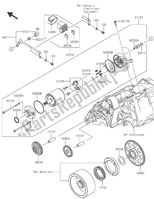 Alle onderdelen voor de Startmotor van de Kawasaki Vulcan S 650 2016