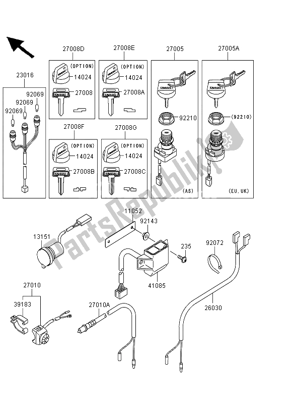 All parts for the Ignition Switch of the Kawasaki KVF 360 4X4 2012