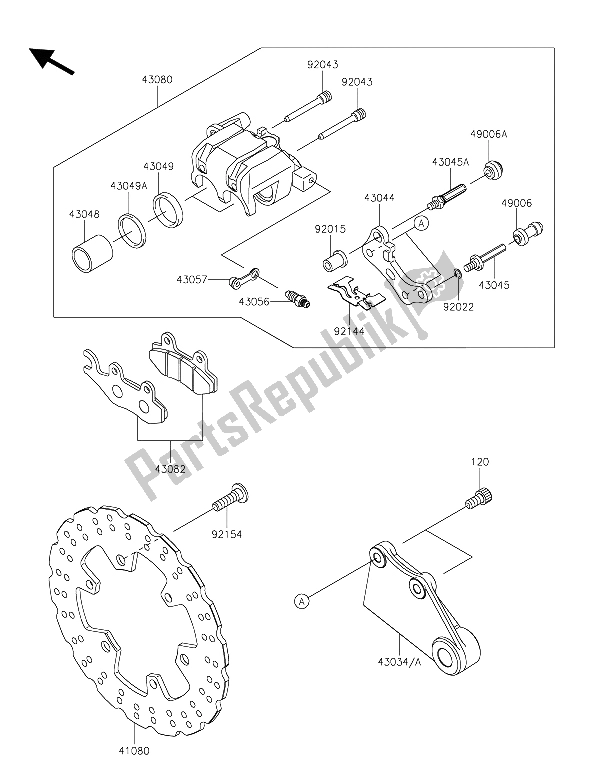 All parts for the Rear Brake of the Kawasaki Z 250 SL 2015