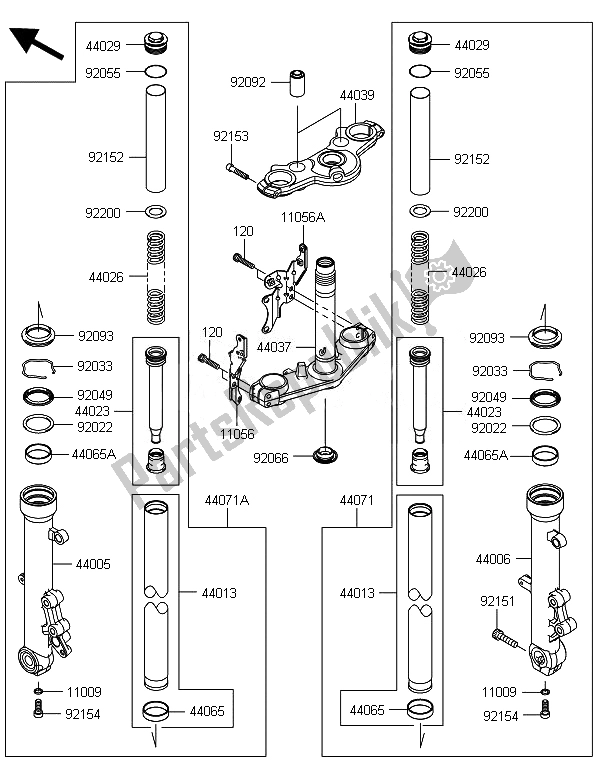 All parts for the Front Fork of the Kawasaki ER 6N ABS 650 2014