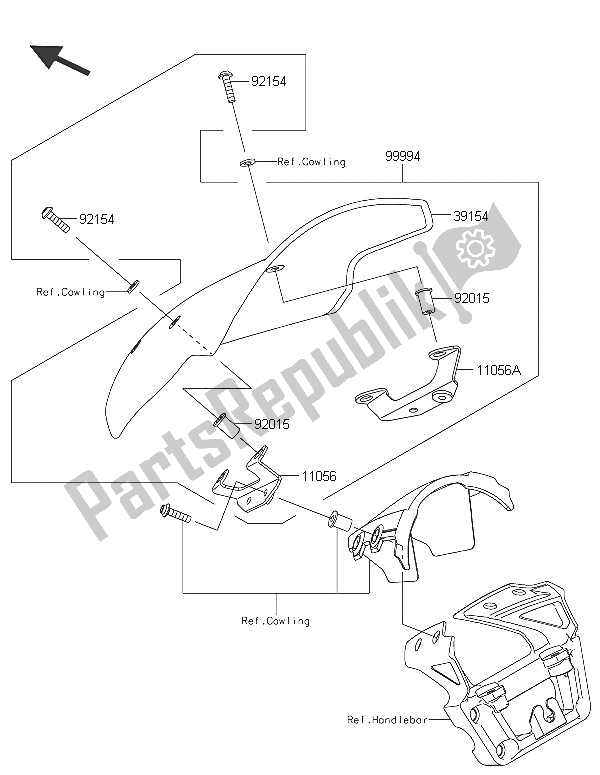 All parts for the Accessory (deflector) of the Kawasaki ER 6N ABS 650 2016