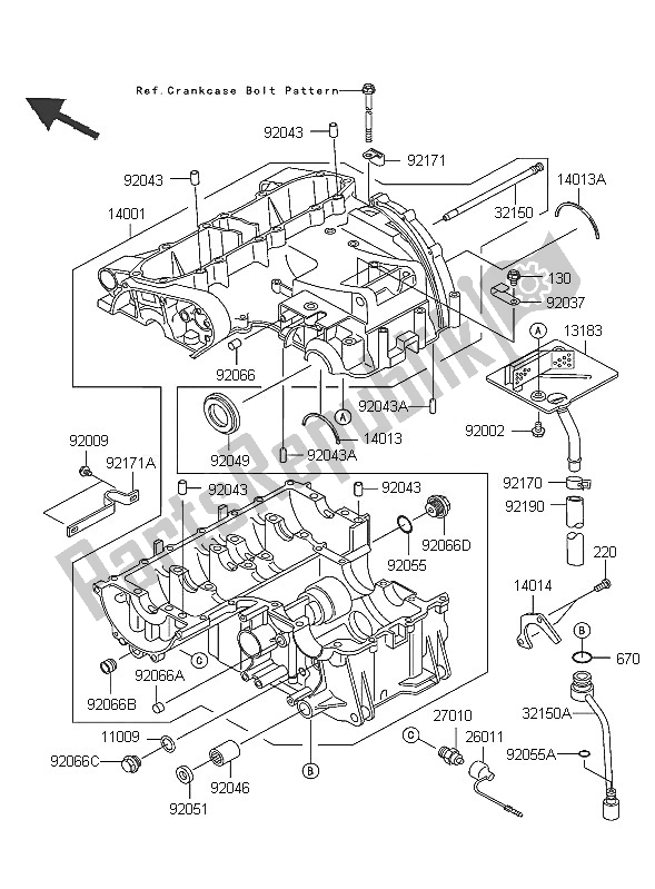 Toutes les pièces pour le Carter du Kawasaki ZZR 600 2005